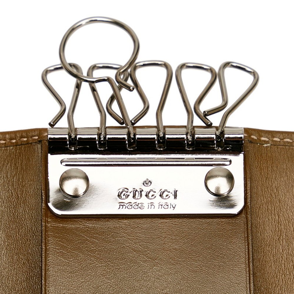 GUCCI Shima 6 Row Key Case 138077 Khaki Leather Men's - Picture 6 of 10